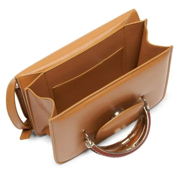 Chloé Kattie Leather Crossbody Clutch Bag Camel Brown - Picture 2 of 13